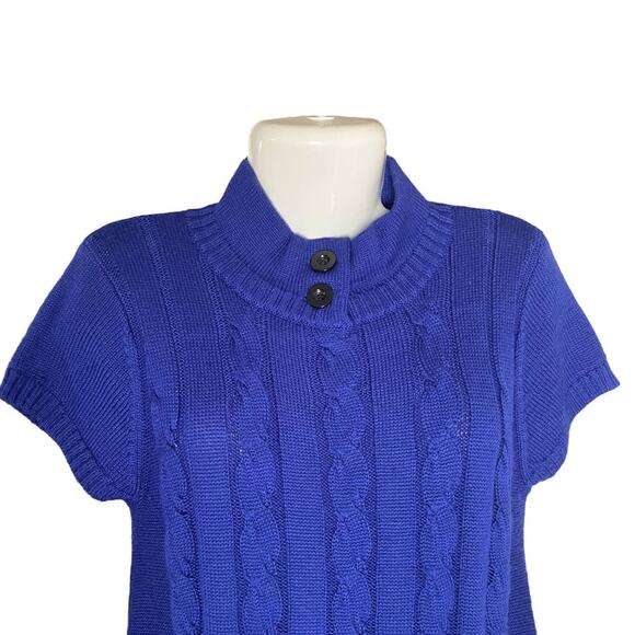 Democracy Women's Blue High Neck Acrylic/Wool Cable Knit Sweater Dress SZ L - Picture 5 of 7